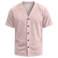 thumbnail image 5 of Sewkxo Men's Linen Shirts Short Sleeve Casual Shirts Button Down Shirt for Men Beach Summer Shirt,Pink M, 5 of 8
