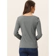 thumbnail image 4 of Blusa básica de manga larga con cuello redondo y frente giratorio para mujer Gris Oscuro M, 4 of 6