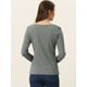 thumbnail image 4 of Blusa básica de manga larga con cuello redondo y frente giratorio para mujer Gris Oscuro L, 4 of 6