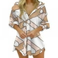 thumbnail image 3 of Robe Chemise Mini Aguichant pour Femmes Modèles Manches Longues à Enfiler Col en V Tendance Robe Chemise Assortie, 3 of 5