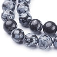 thumbnail image 2 of 5pcs Natural Snowflake Obsidian Beads Strands Round 10mm Hole: 1mm about 36~38pcs/strand 15 inch, 2 of 3
