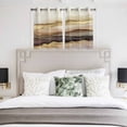thumbnail image 4 of Marble Brown Gold Kitchen Curtains Short 45 Inch Length, Abstract Watercolor Geometric Rock Grommet Top Bedroom Living Room Curtains, Light Filtering Cafe Curtain Drapes 2 Panels Set 84''x45'', 4 of 9