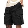thumbnail image 3 of Thousandth Men Hiking Cargo Short Quick Dry Casual Multi Pocket Five Quarter Pants Shorts Outdoor Elastic Waist Drawstring Breathable Loose Work Short Pants, 3 of 8