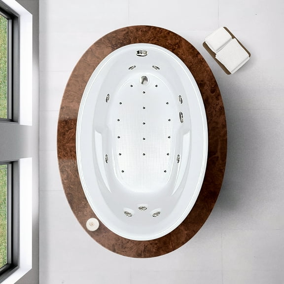 WaterTech Acrylic 60 in. x 42 in. EOW Drop-In Whirlpool and Air Bath Combination Tub - White