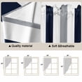 thumbnail image 3 of Navy Blue Gray Striped Kitchen Window Curtains, Swag Curtains Valance for Bedroom Living Room Bathroom, Farmhouse Stripe Art Rod Pocket Window Treatment Curtain Block Drapes 2 Panels 28"x36", 3 of 9