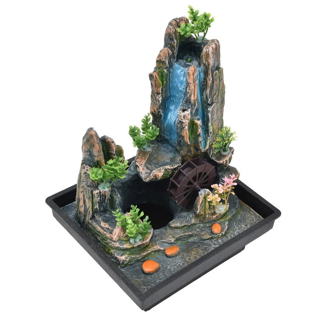 Decoración de cascada de escritorio, fuente de escritorio de resina, fuente de escritorio para interiores, decoraciones de escritorio, diseño elevado