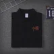 thumbnail image 3 of Camiseta polo para hombre negra con cuello, camisetas de calle lisas, sin logotipo, ropa elegante, holgada, de algodón, 3 of 5