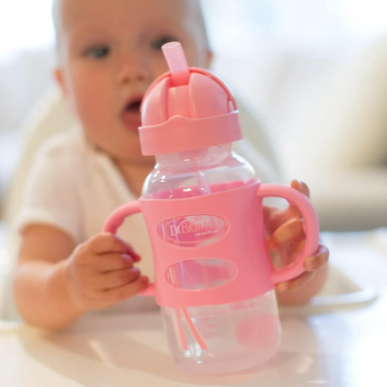 Dr. Brown's Milestones Transitional Sippy Bottle with Silicone Handles –  Pink – 8oz – 6m+ – Baby Couture Online Store
