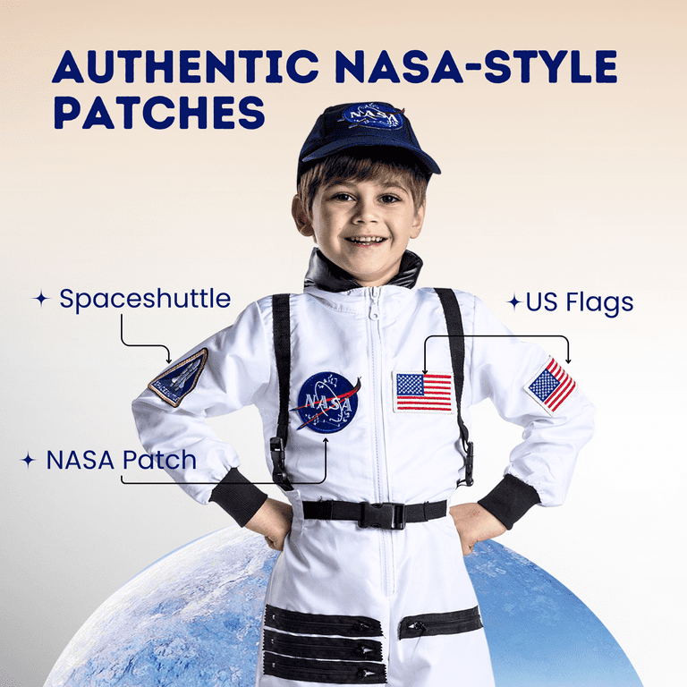 Dress Up America Astronaut Costume for Kids NASA White Spacesuit for Boys & Girl Large