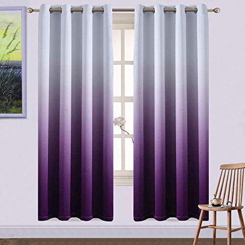 Yakamok Room Darkening Gradient, Purple Ombre Curtains