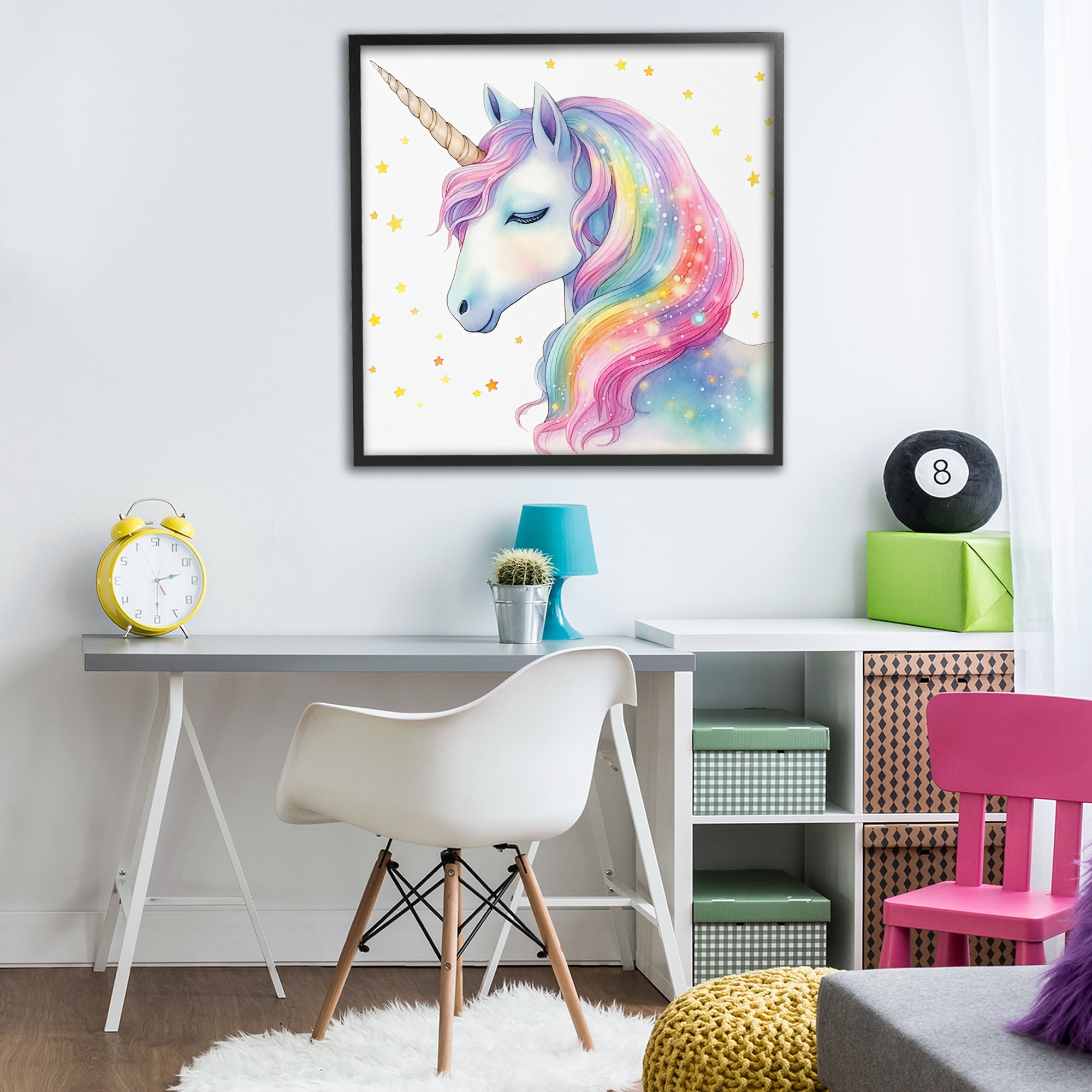 Stupell Industries Enchanted Rainbow Mane Unicorn Black Framed Giclee Art, design by Creative Studio