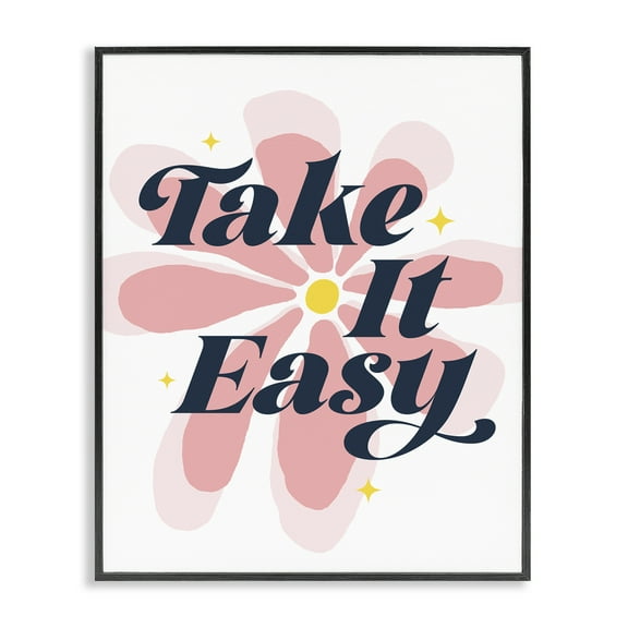 Stupell Industries Groovy Take It Easy Plants & Flowers Painting Black Framed Art Print Wall Art, 11 x 14