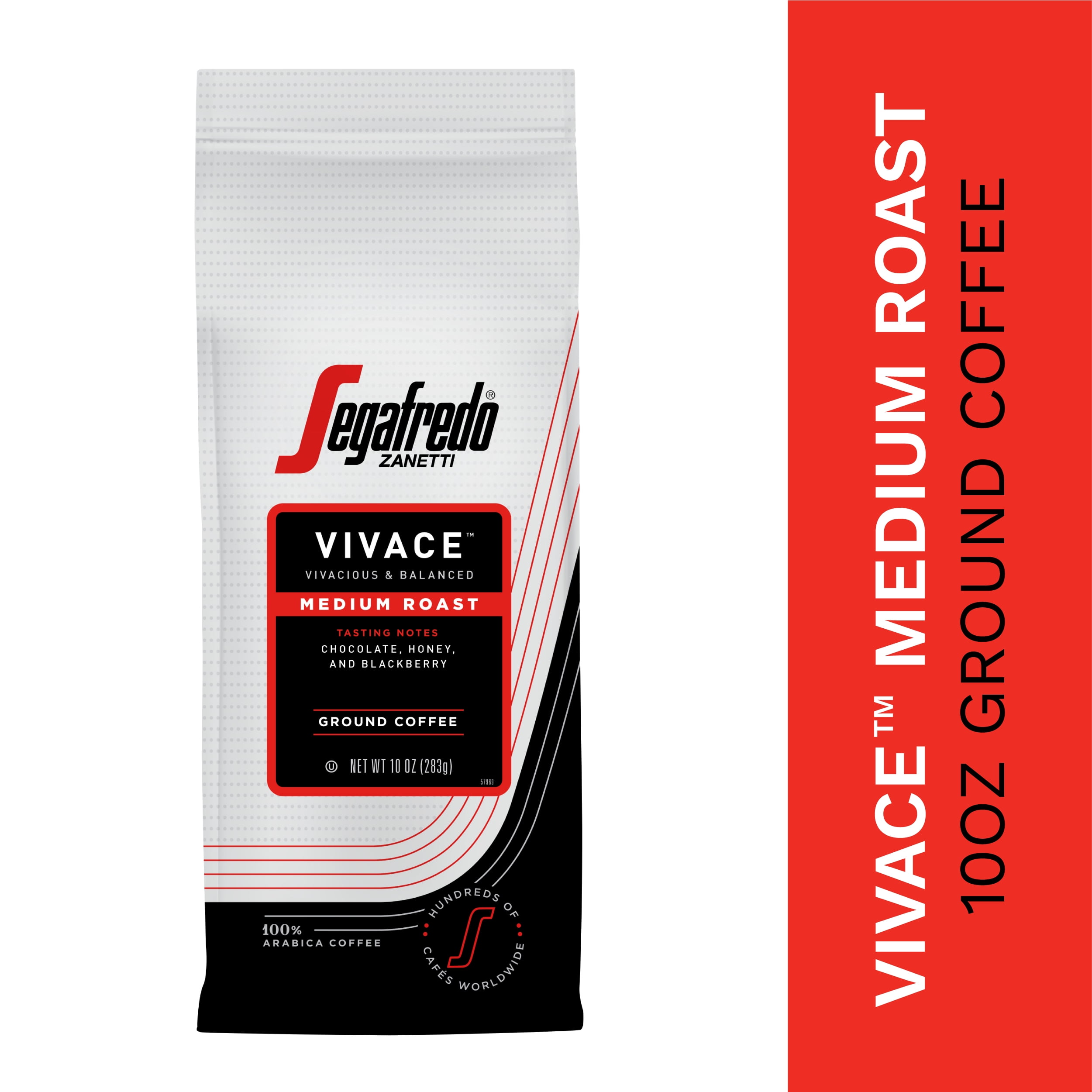 Segafredo Zanetti 100% Arabica Ground Coffee, Vivace Medium Roast, 10 oz