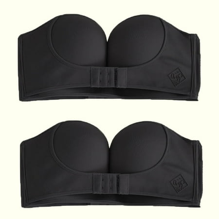 

Xmarks 2 Pack Women s Strapless Push Up Bra Invisible Brassiere Sexy Padded Lingerie Front Closure Bras with Adjustable Strap