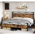 thumbnail image 6 of Queen Size Bed Frame, Heavy Duty Platform Bed Frame Queen with Headboard and Metal Slats Support, No Box Spring Needed, Rustic Brown, 6 of 7