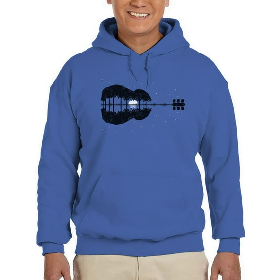 Guitar Moon Slogan Men Hoodie, Male Medium