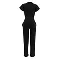 thumbnail image 4 of Women's Casual 2 Piece Outfits Round Neck Short Sleeve Stretchy Pullovers See Through Crop Tops Long Pant Sets Snow Overalls for Women Dressy Romper Young Work Outfits Pants Suit for Women Elegant for, 4 of 4