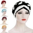 thumbnail image 4 of Dress Choice Women Turban Cap Beaded Headscarf Beanie Pre-Tied Twisted Braid Wrap Hat Faux Pearl Headwrap Hats for Women Girls, 4 of 8