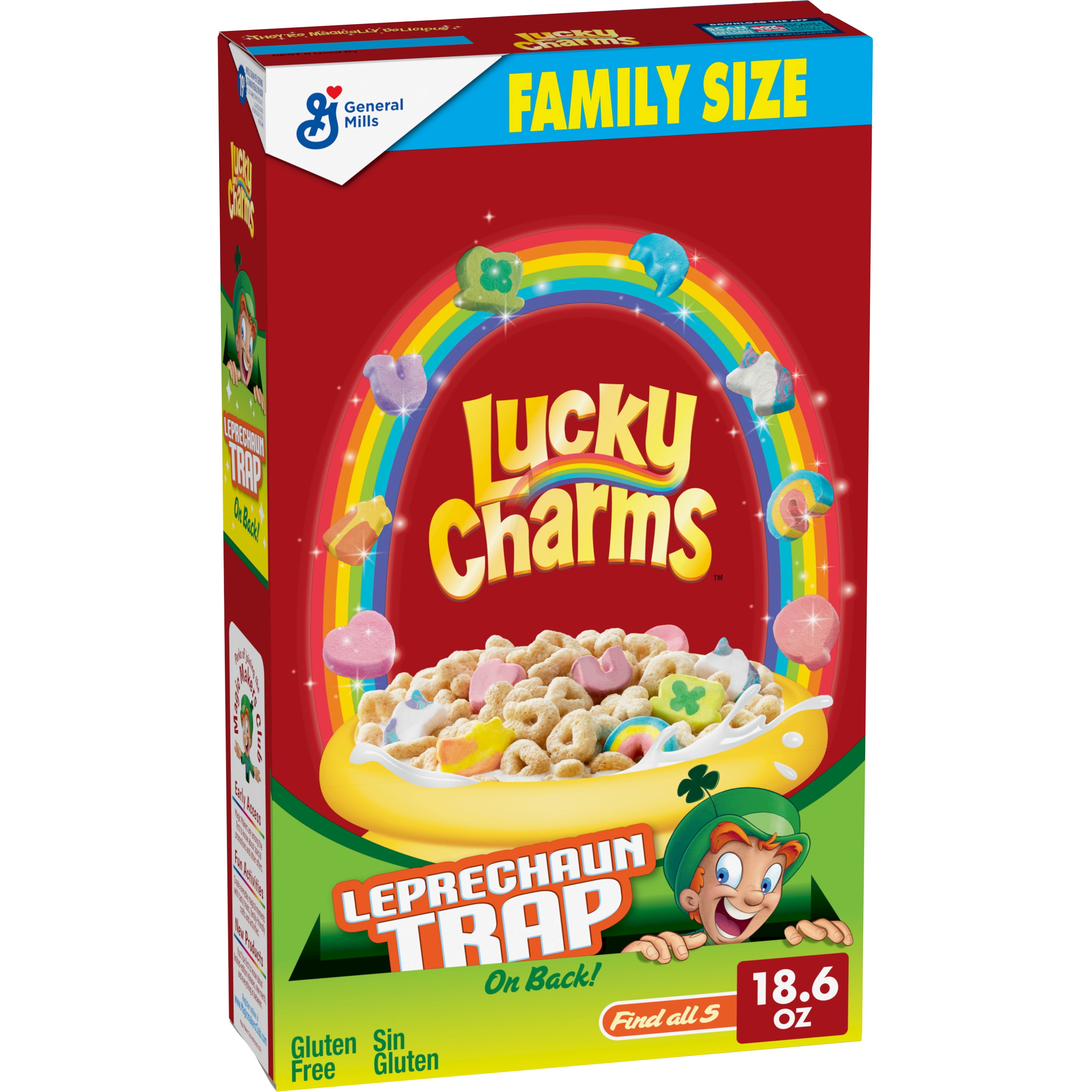 Lucky Charms Gluten Free Cereal with Marshmallows, Family Size, 18.6 OZ ...