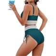 thumbnail image 5 of Women's Two Piece Bikini Set Sexy V Neck High Waist Padded Bra Wire Free Swimsuit for Swimming Beach Sunbathing,Army Green,L, 5 of 7