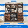 thumbnail image 3 of Uforic Pantry Cabinet with Power Outlets, Kitchen Buffet Hutch with Drawers and Storage Shelves, Brown, 3 of 11