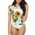 thumbnail image 1 of Fotbe Plump Sunflower And Sketch Body de Mujer con Cuello Redondo y Mangas Cortas, Sin Mangas Ajustado, Suave, Cómodo y Básico-Large, 1 of 7