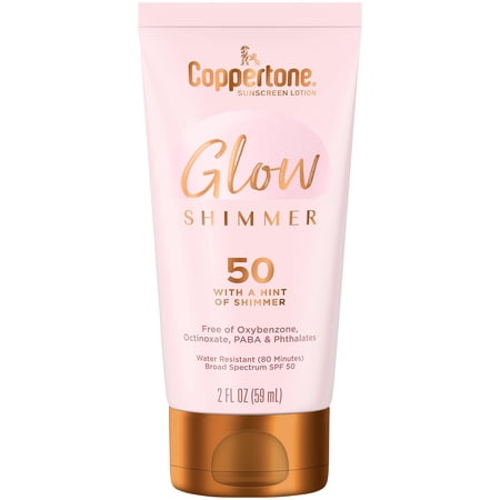 Coppertone Glow with Shimmer Sunscreen Lotion SPF 50  Water Resistant Sunscreen  Broad Spectrum SPF 50 Sunscreen Travel Size  2 Fl Oz Bottle