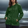 thumbnail image 6 of Fall Jackets for Women Waterproof New Rain Jacket Women Lightweight Waterproof Raincoats Packable Travel Hiking Hooded Windbreaker with Pockets Green 5XL, 6 of 7