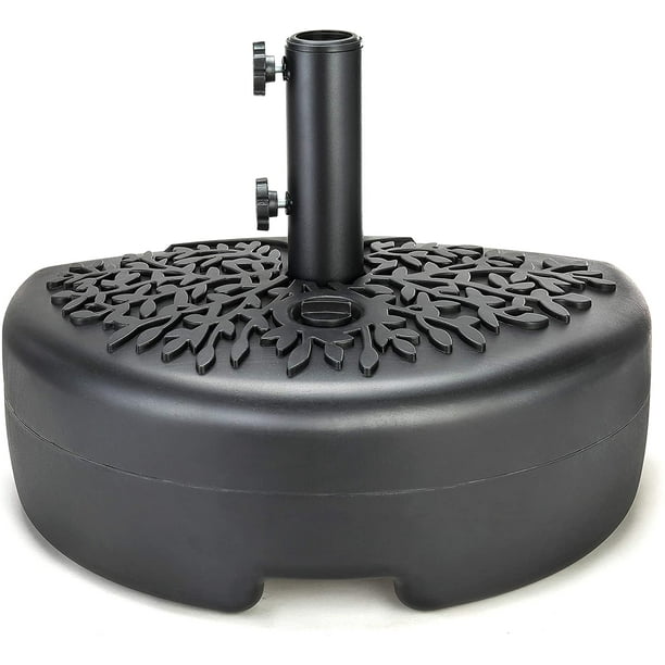 Home Zone Living 17l 40lbs Half Moon Central Pole Umbrella Base With Thin Rattan Design W Steel Umbrella Holder Walmart Com Walmart Com