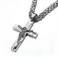thumbnail image 6 of EOEMY Bible Jesus Cross Pendant Stainless Steel Necklace Byzantine Chain For Men Women-Silver-26Inch Or 66Cm, 6 of 6