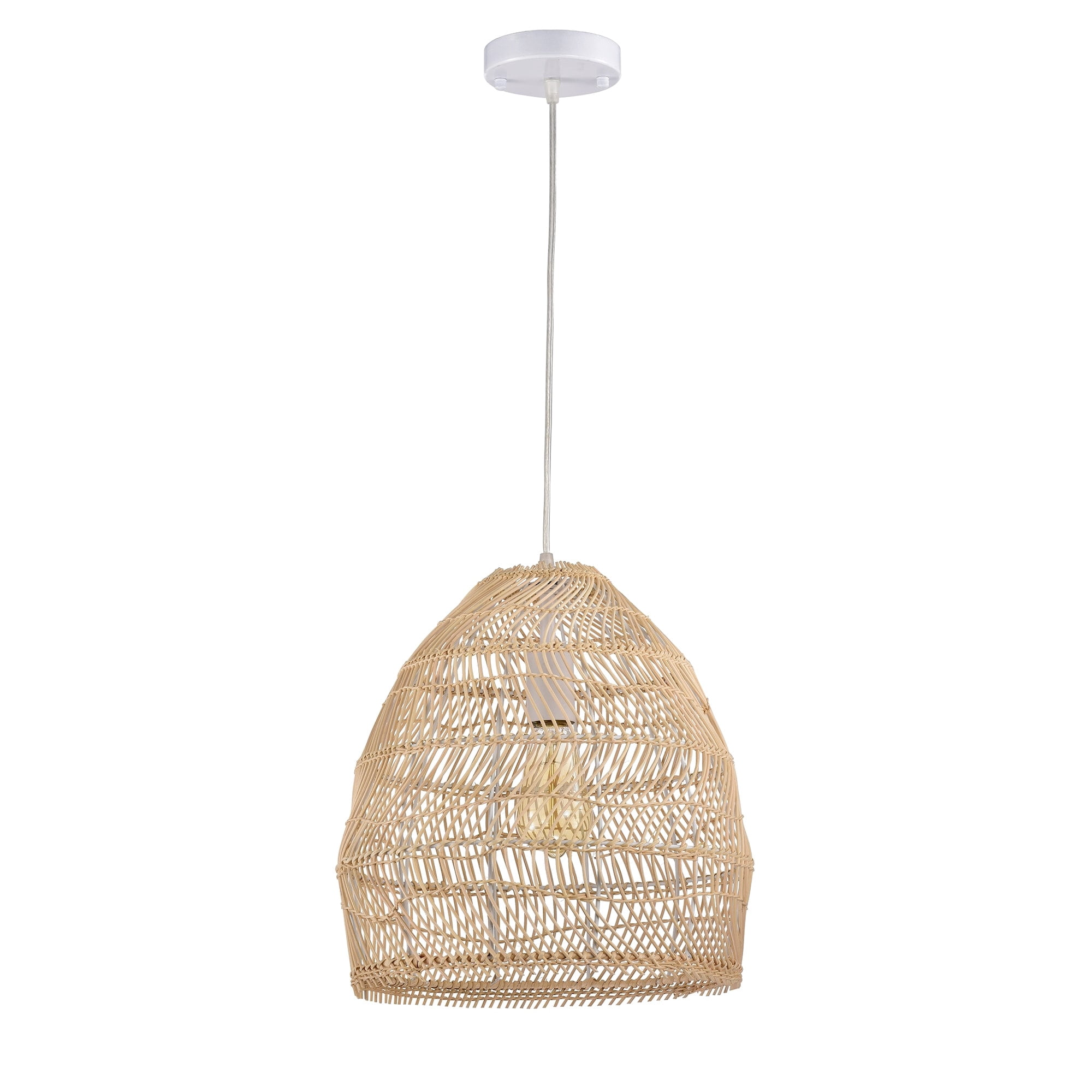 Home Accessories Theo Cream 1-Light Rattan Dome Basket Pendant Light