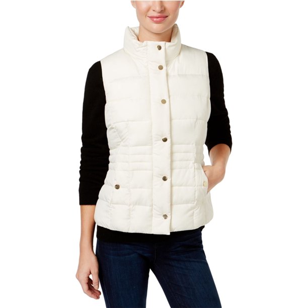 Chaleco acolchado informal para mujer color blanco roto extragrande Charter Club Chaleco acolchado