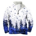 thumbnail image 1 of Sudadera sin capucha para hombre, informal, a la moda, con cuello alto, estampado, cremallera, jersey de manga larga, blusa de poliéster para hombre, 1 of 3