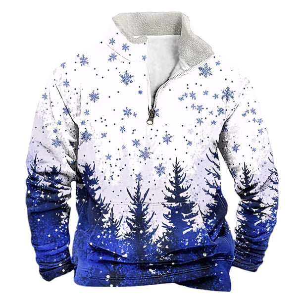 Sudadera sin capucha para hombre, informal, a la moda, con cuello alto, estampado, cremallera, jersey de manga larga, blusa de poliéster para hombre