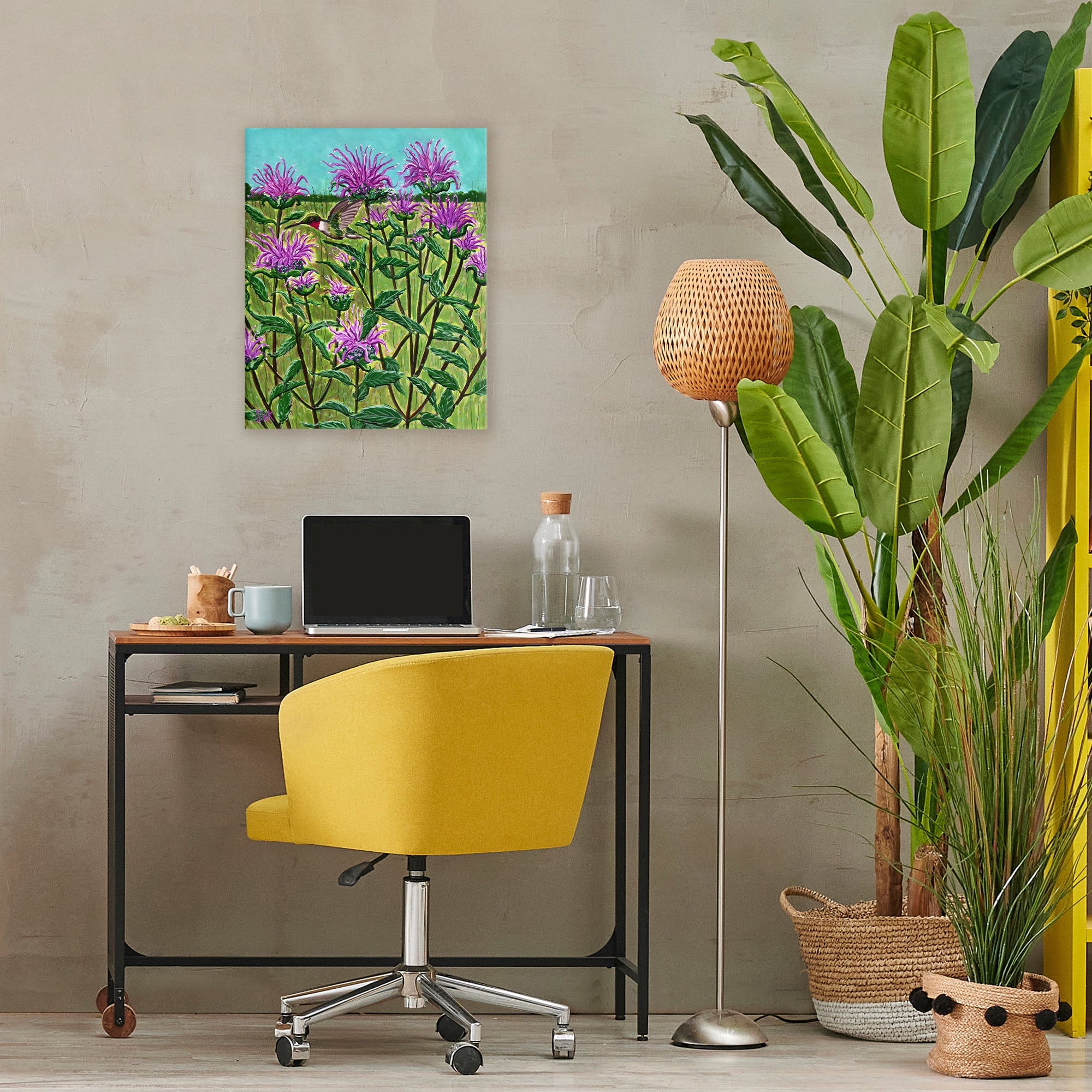 Stupell Industries Ruby Throated Hummingbird & Beebalm Canvas Wall Art, design by Sarah Waldron Kimball