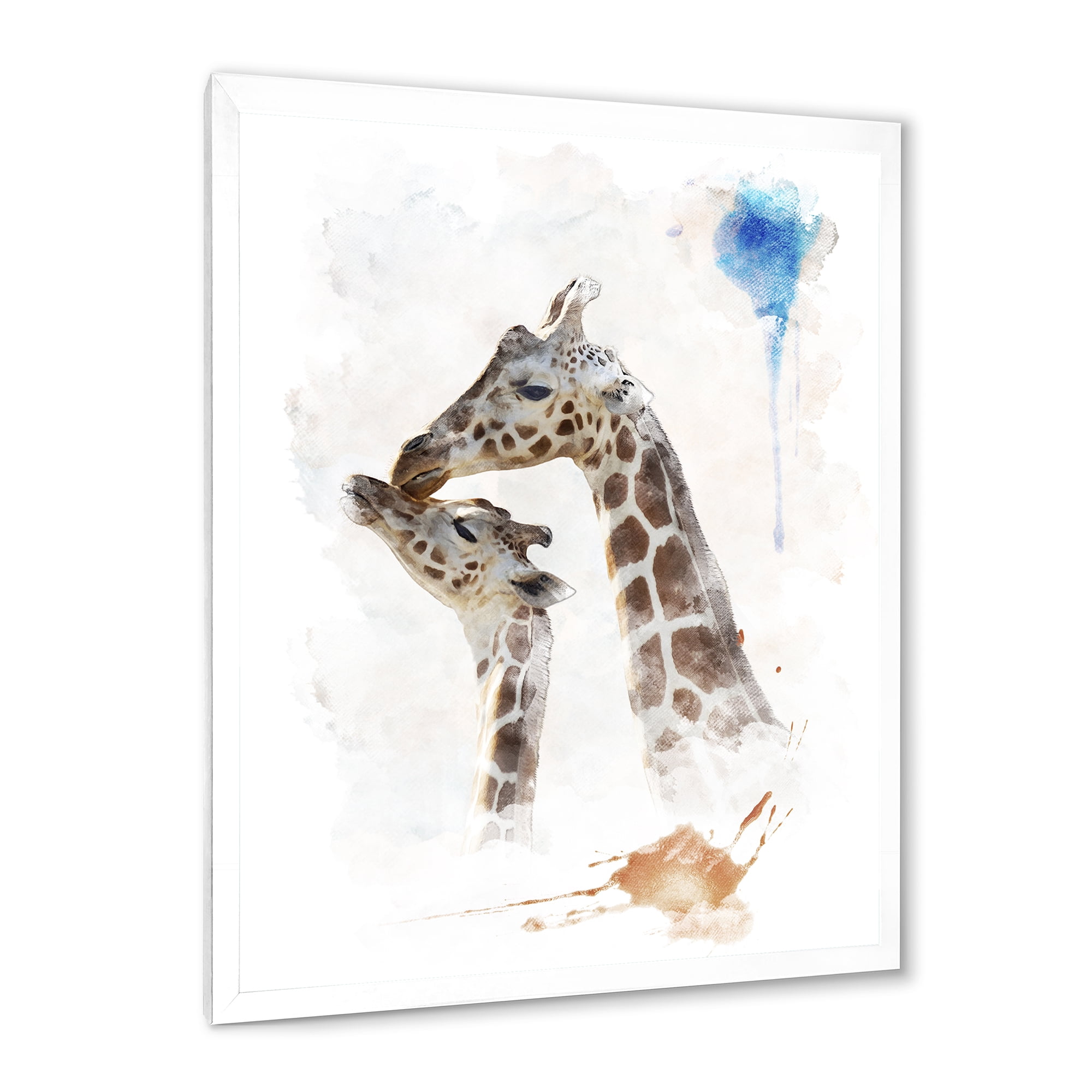Designart 'Portrait of A Child and Giraffe' Farmhouse Framed Art Print