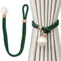 Adjustable Big Pearl Curtain Tiebacks, Hand Woven Curtain TieBack, Decorative Rope Holdbacks for Curtains, Curtain Ties for Home Bedroom Decorative Curtain, 1 Pcs, 21.56x1.57"