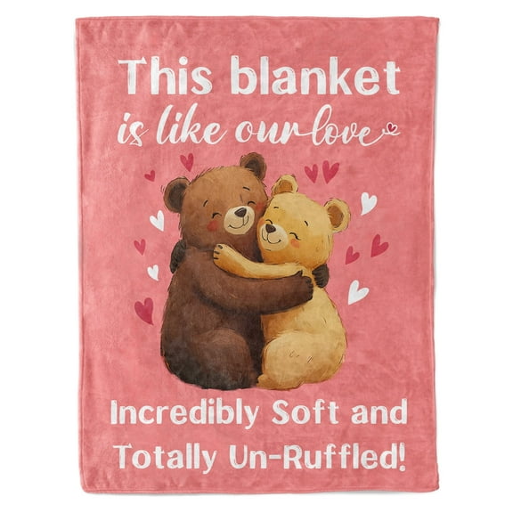 HiiKaa Bear Blanket for Him Her,Anniversary Birthday Gifts for Couples,Flannel Blanket Pink 50x60"