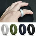 thumbnail image 3 of HOOUN Black Silicone Ring Rubber Wedding Band Flexible for Men Workout Male Lifestyle+-Style 2-9, 3 of 9