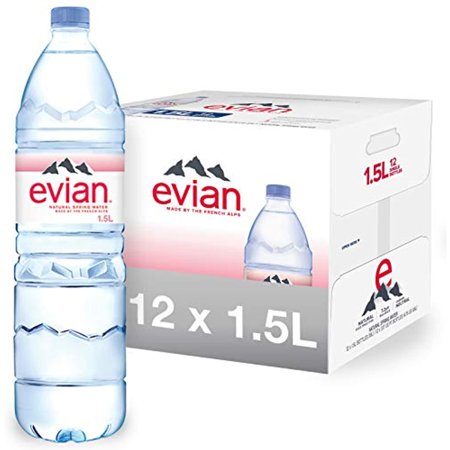 Evian Natural Spring Water, Naturally Filtered Spring Water, Individual Bulk-Size Water Bottles, 50.72 Fl Oz (Pack Of 12)