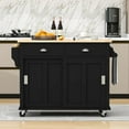 thumbnail image 6 of HQZX Rolling Kitchen Island with Oak Flip,2 Drawer Storage Cart,Sliding Barn Door,52.2"L,Black, 6 of 15