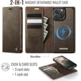 thumbnail image 2 of Compatible con Funda Billetera Desmontable para iPhone 16 Pro Compatible con Magsafe, Soporte para Tarjetero con Bloqueo RFID y Tapa de Cuero PU 2 en 1 Funda Magnética a prueba de Golpes, 2 of 9