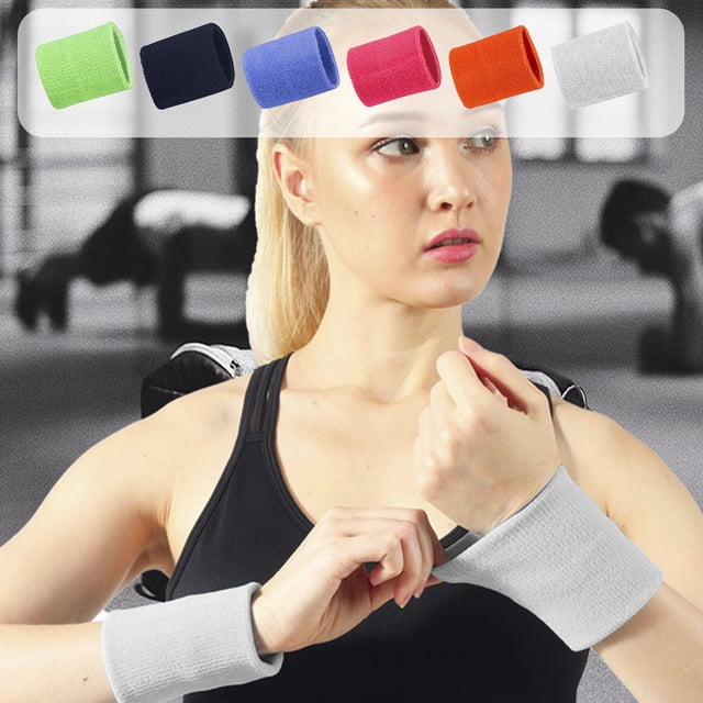 Muñequera Deportiva con Banda Absorbente | Soporte para Muñeca para Voleibol, Bádminton, Tenis y Baloncesto | Tejido Absorbente | Poliéster Negro | 8 X 8 Cm | 20 G