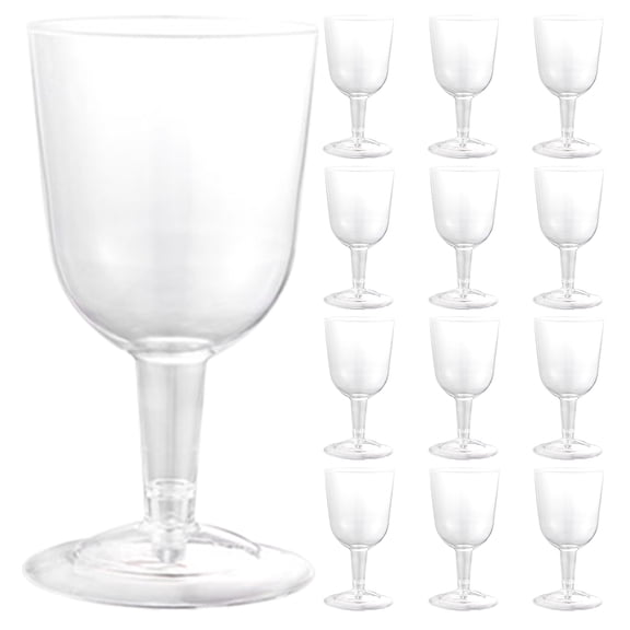 BERTDOMD 48pcs Reusable Plastic Goblet Clear Wine Cup Detachable Bottom Wine Cup Cocktail Cup
