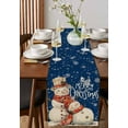 thumbnail image 4 of Blue Christmas Snowman Burlap-Cotton Table Runner 36 Inches Long,Vintage Xmas Snowflake Farmhouse Table Runners,Outdoor Dining Tablecloths Decor for Baby Shower/Party/Wedding 13x36, 4 of 9