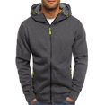 thumbnail image 1 of PENGXIANG Mens Long Sleeve Hooded Sweater Coat With Solid Color Zipper Pocket In Autumn And Winter, 1 of 5