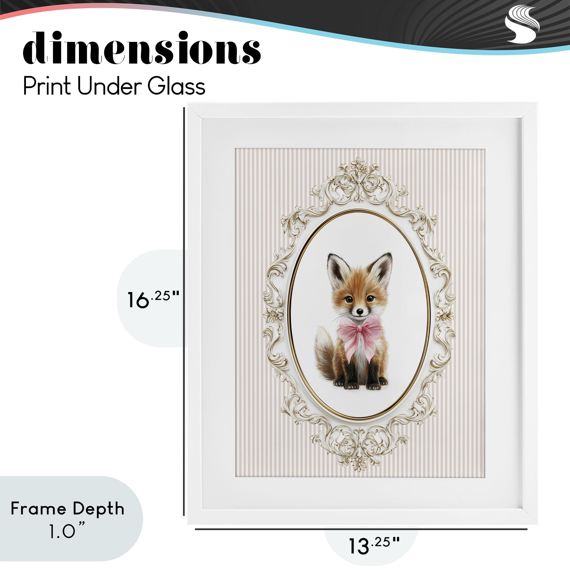 Stupell Industries Vintage Baby Fox White Framed Print Under Glass, design by Christine Simpson Art