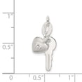 thumbnail image 4 of Sterling Silver Polished CZ Heart and Key Charm QC8511, 4 of 4