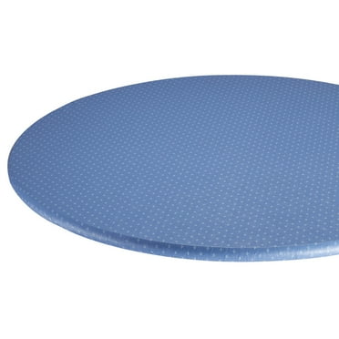 Original Vinyl Table Cover with Stitched Elastic Edge for Snug Fit, Blue, 45" - 56" dia. Round
