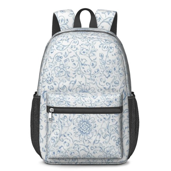 Pioneer Flower Floral Print Pattern 17" School Backpacks for Teens,Waterproof Oxford Fabric,S-Shape Padded Straps for School,Travel,Hiking,Camping